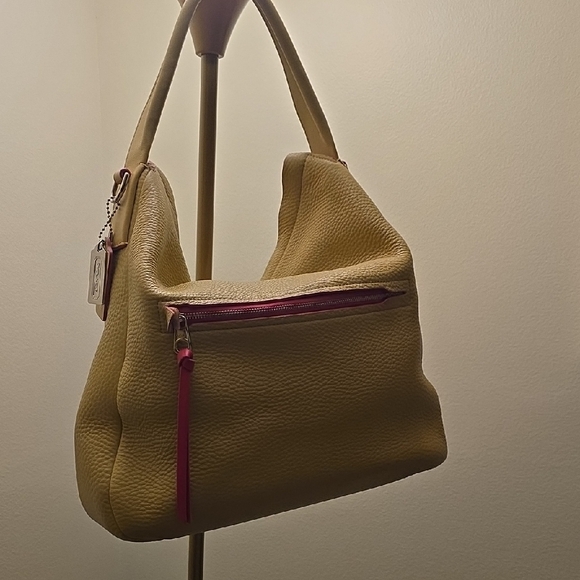 Coach Tan and Pink Leather Hobo Bag